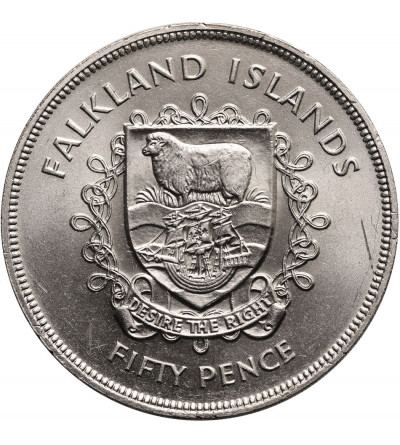 Falklandy. 50 pensów 1977, Srebrny Jubileusz Panowania Elżbiety II