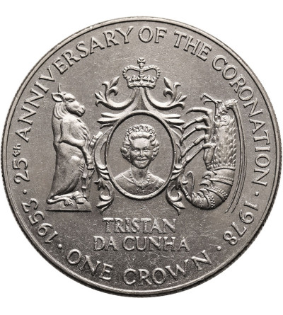 Tristan da Cunha. 1 Korona (Crown) 1978, 25 rocznica koronacji Elżbiety II