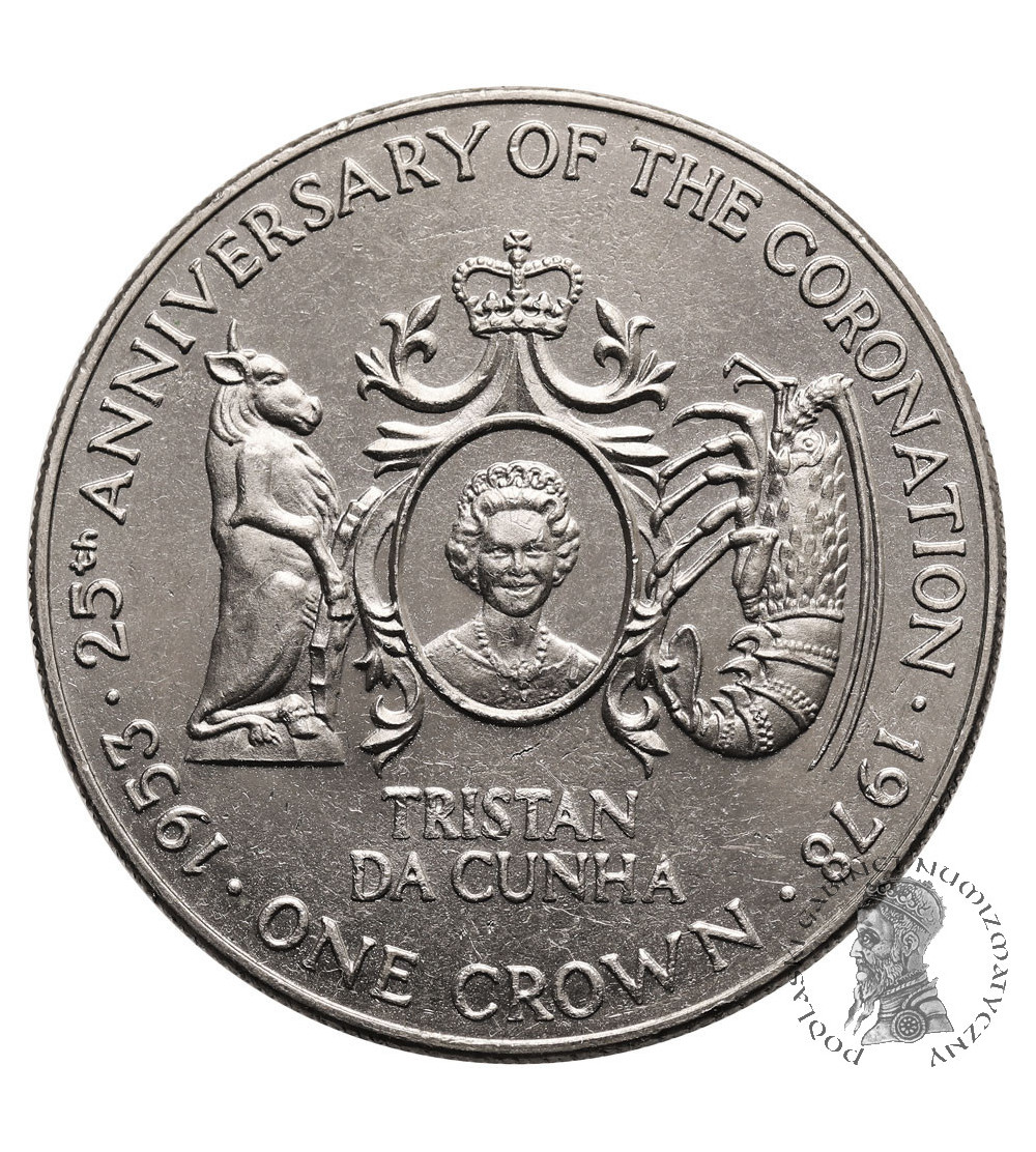 Tristan da Cunha. 1 Korona (Crown) 1978, 25 rocznica koronacji Elżbiety II