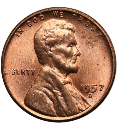 USA. 1 Cent (Lincoln Cent - wheat Ears) 1957 D, Denver