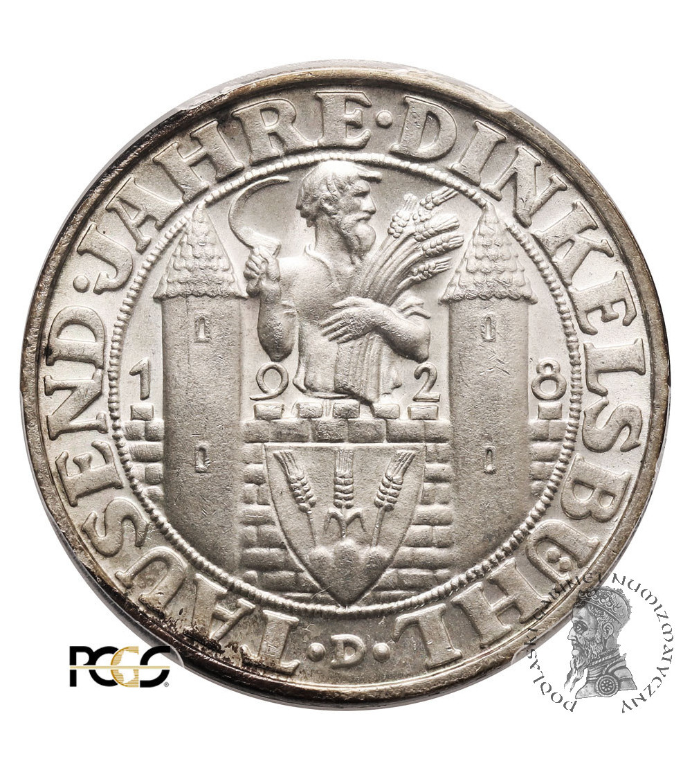 Weimar Republic. 3 Reichsmarks 1928 D, Dinkelsbuhl - PCGS MS 66