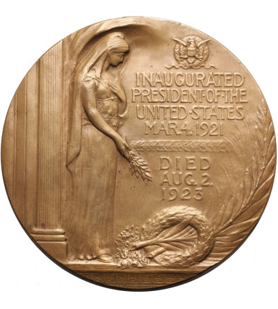 USA. Medal wybity przez Morgana z okazji śmierci prezydenta Warrena G. Hardinga, 1923
