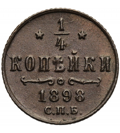 Rosja, Mikołaj II 1894-1917. 1/4 kopiejki 1898 СПБ, St. Petersburg