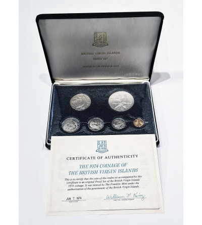 Brytyjskie Wyspy Dziewicze. Zestaw monet Proof 1974, ptaki - 6 sztuk