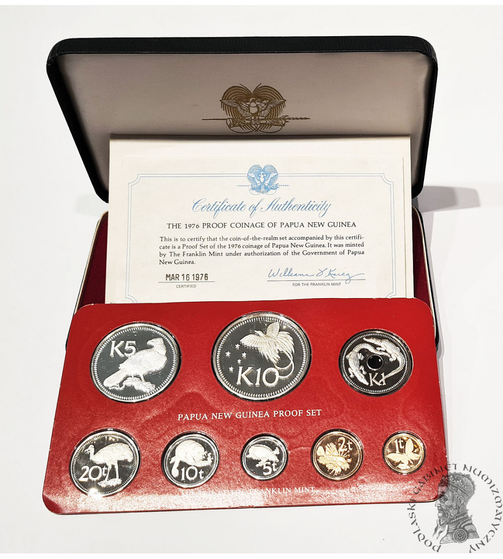 Papua New Guinea. Proof Set 1976, Franklin Mint, Animals - 8 coins