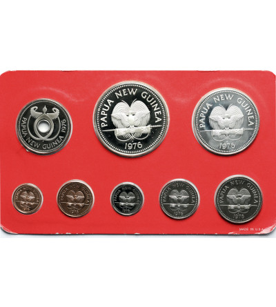 Papua Nowa Gwinea. Zestaw monet Proof 1976, Franklin Mint, zwierzęta - 8 sztuk