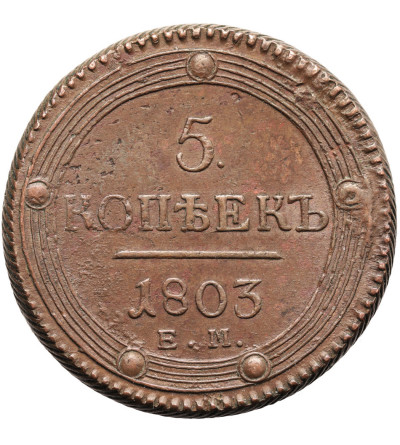 Rosja, Aleksander I 1801-1825. 5 kopiejek 1803 EM, Jekaterinburg