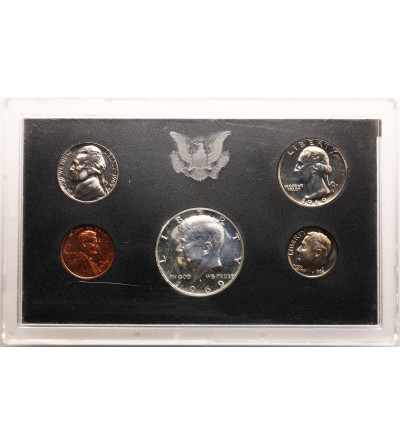 USA. Zestaw monet Proof 1969 S, San Francisco, 5 sztuk