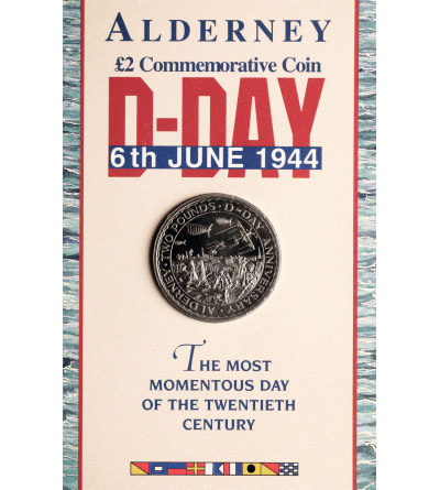 Alderney. 2 Funty 1994, moneta upamiętniająca D-Day