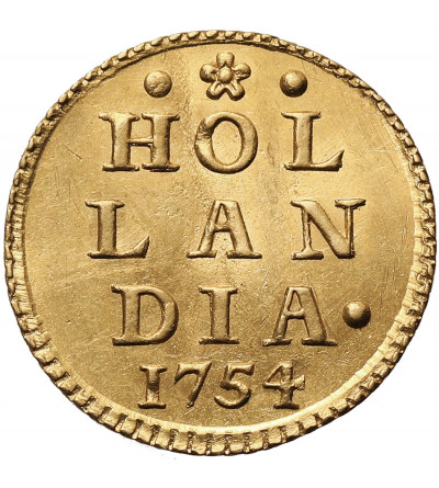Niderlandy, Prowincja Holland. Odbitka w złocie, 1 Stüber 1754 (1 / 2 dukata), Holland