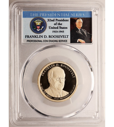 USA. Proof 1 Dollar 2014 S, San Francisco, 32nd President Franklin D. Roosevelt - PCGS PR 69 DCAM