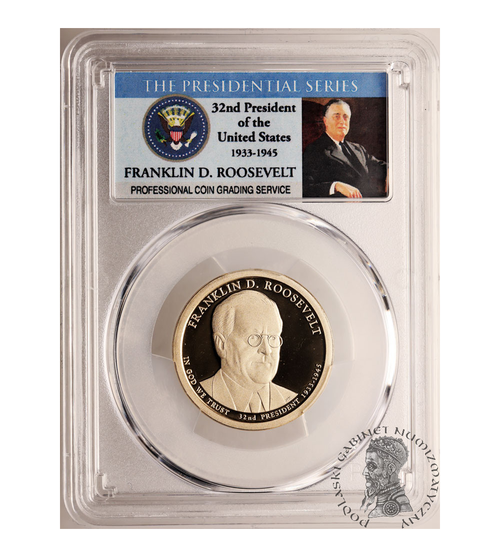 USA. Proof 1 dolar 2014 S, San Francisco, 32. Prezydent Franklin D. Roosevelt - PCGS PR 69 DCAM