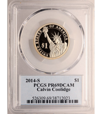 USA. Proof 1 dolar 2014 S, San Francisco, 30. Prezydent Calvin Coolidge  - PCGS PR 69 DCAM
