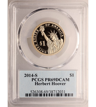 USA. Proof 1 Dollar 2014 S, San Francisco, 31st President Herbert Hoover - PCGS PR 69 DCAM