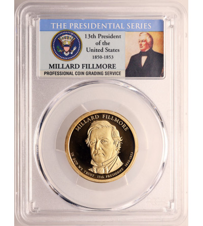 USA. Proof 1 dolar 2010 S, San Francisco, 13. Prezydent Millard Fillmore - PCGS PR 69 DCAM