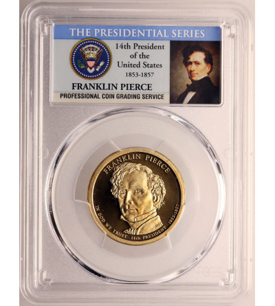USA. Proof 1 dolar 2010 S, San Francisco, 14. Prezydent Franklin Pierce - PCGS PR 69 DCAM
