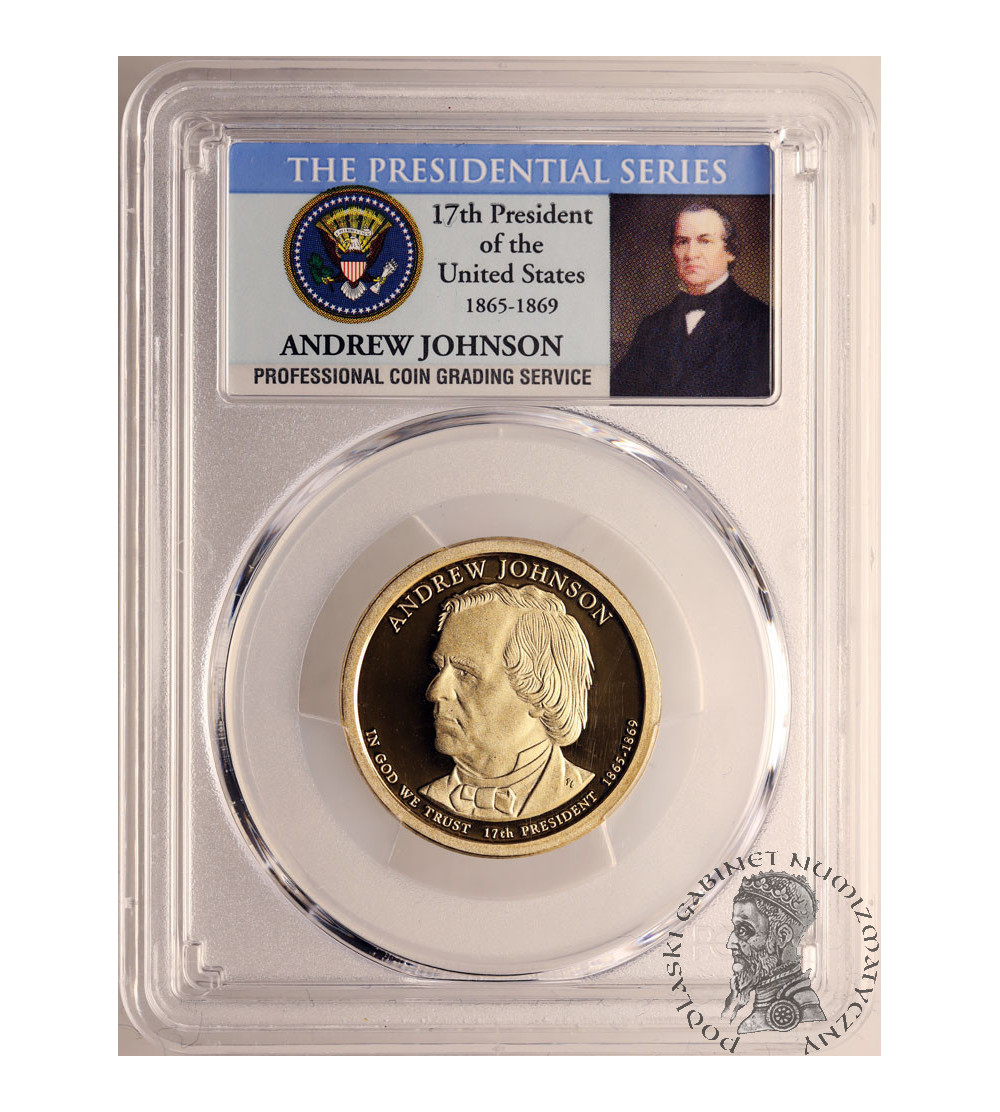 USA. Proof 1 dolar 2011 S, San Francisco, 17. Prezydent Andrew Johnson - PCGS PR 69 DCAM