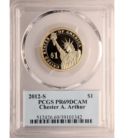 USA. Proof 1 Dollar 2012 S, San Francisco, 21st President Chester A. Arthur - PCGS PR 69 DCAM