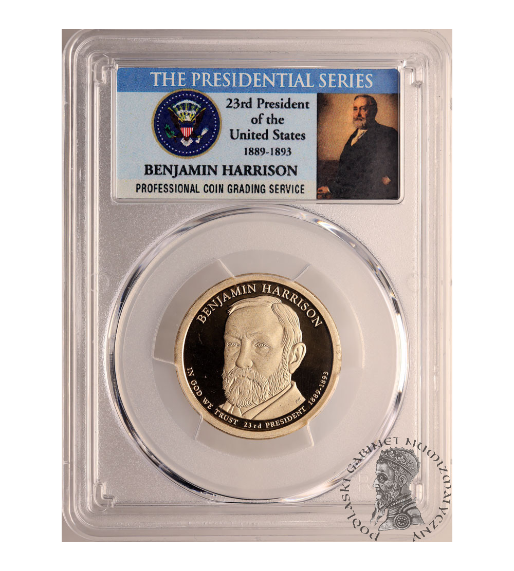 USA. Proof 1 dolar 2012 S, San Francisco, 23. Prezydent Benjamin Harrison - PCGS PR 69 DCAM