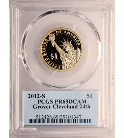 USA. Proof 1 dolar 2012 S, San Francisco, 24. Prezydent Grover Cleveland - PCGS PR 69 DCAM