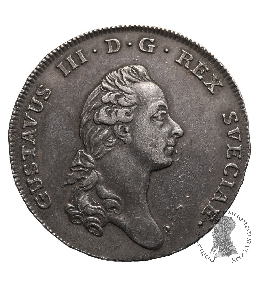 Szwecja, Gustav III 1771-1792. Riksdaler (3 Daler Silvermynt) 1776 OL, Stockholm