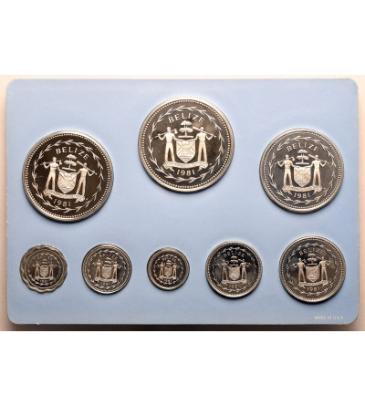 Belize. Annual Sterling Silver Proof Set: 1, 5, 10, 25, 50 Cents, 1, 5, 10 Dollars 1981