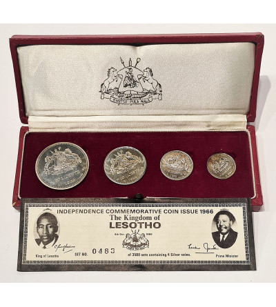 Lesotho. Zestaw Srebrny Proof, 5, 10, 20, 50 Licente 1966, Uzyskanie Niepodległości