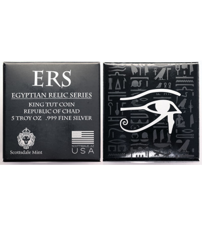 Czad. 3000 Franków 2016, Egyptian Relic Series King Tut (Seria egipskich relikwii - Król Tut), 5 uncji srebra .999