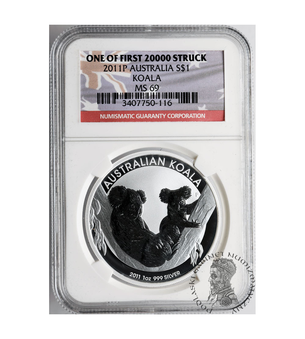 Australia. 1 Dollar 2011 P, Koala, (1 oz. .999 silver) - NGC MS 69