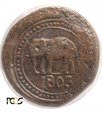 Ceylon, Brytyjska Kolonia. 1 / 12 Rixdollar 1803, słoń w lewo (26,15 g.) - PCGS XF 45