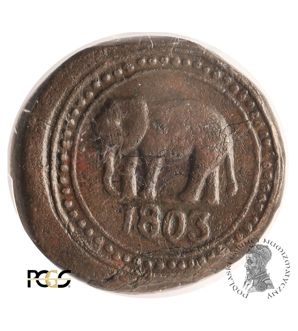 Ceylon, Brytyjska Kolonia. 1 / 12 Rixdollar 1803, słoń w lewo (39,60 g.) - PCGS XF 45