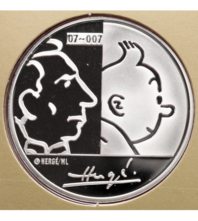 Belgium. 20 Euro 2007 Proof, coin commemorating the 100th anniversary of the birth of Hergé (creator of Tintin)