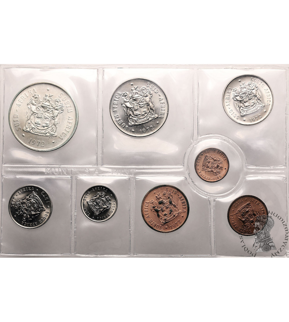 RPA. Menniczy Rocznikowy Zestaw 1972: 1/2, 1, 2, 5, 10, 20, 50 Centów i 1 Rand (8 sztuk), SUID-AFRIKA SOUTH AFRICA