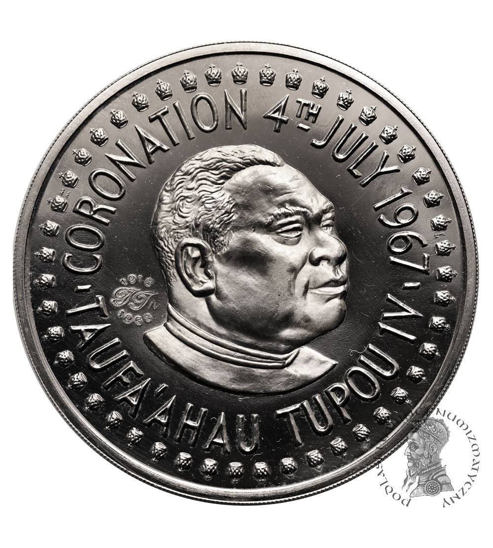 Tonga. 2 Pa'anga 1967, Coronation Taufa'ahau Tupau IV, countermark 1918/TTIV/1969