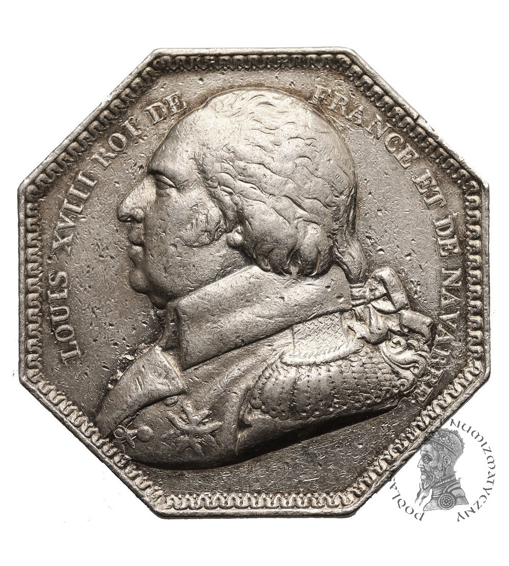 France, Louis XVIII (1814-1824). Octagonal Silver Jeton / Token 1806 (minted 1815), Compagnie des salines