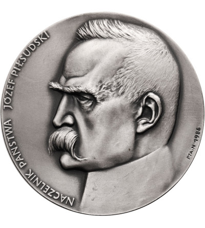 Polska, PRL 1944-1989. Srebrny Medal Józef Piłsudski Naczelnik Państwa 1918, 1986