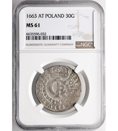 Poland, Jan Kazimierz 1648-1668. Tymf (1 Zloty) 1663 AT, Krakow mint - NGC MS 61