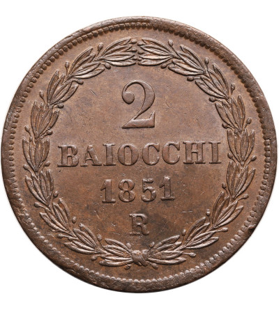 Papal States (Vatican), Pius IX 1846-1878. 2 Baiocchi 1851 R - AN V, Rome Mint