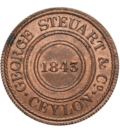 Cejlon. Token 19 centów 1843 (1881), G. Steuart & Co: Wekande Mills, Colombo