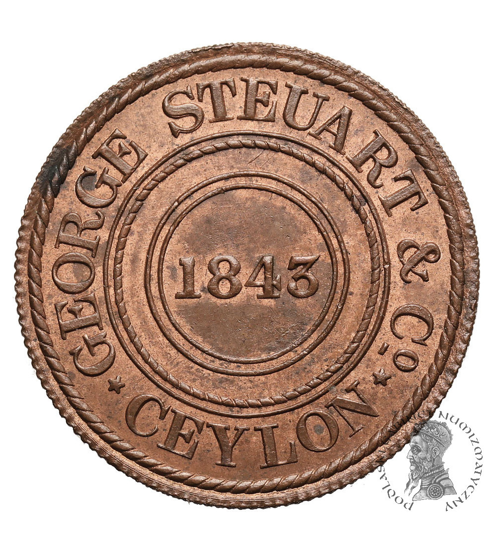 Ceylon. Token, 19 Cents 1843 (1881), G. Steuart & Co: Wekande Mills, Colombo