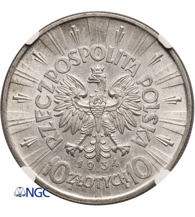 Poland. 10 Zlotych 1934, Warsaw mint, Jozef Pilsudski - NGC AU 58