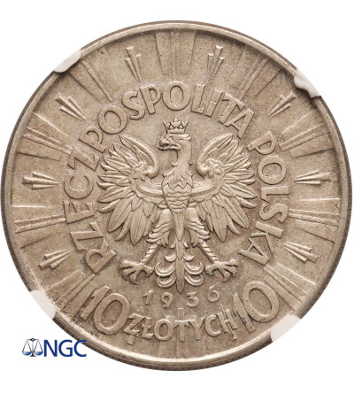 Polska. 10 złotych 1936, Warszawa, Józef Piłsudski - NGC AU 55