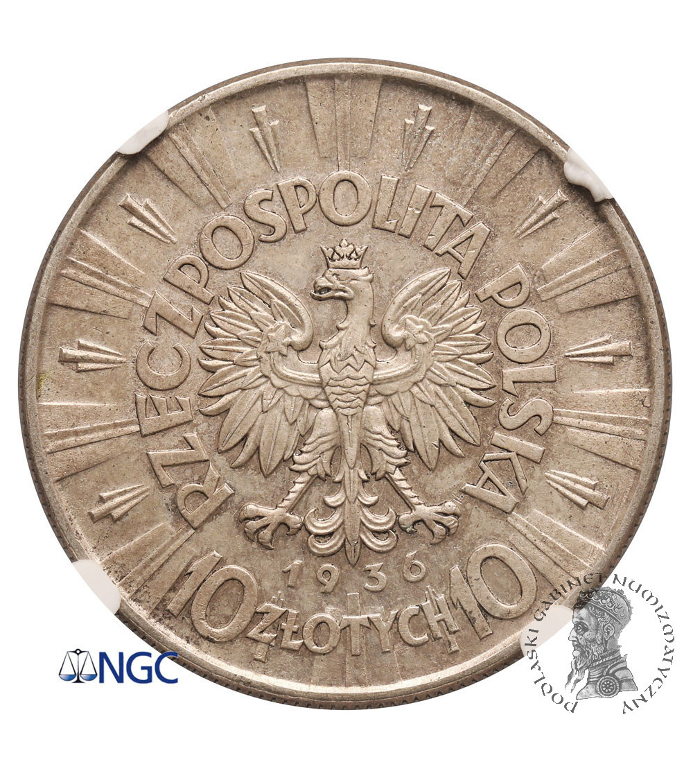 Poland. 10 Zlotych 1936, Warsaw mint, Jozef Pilsudski - NGC AU 55