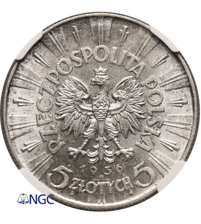 Poland. 5 Zlotych 1936, Warsaw Mint, Jozef Pilsudski - NGC MS 61