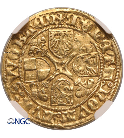 Niemcy. Brandenburgia-Frankonia, Fryderyk i Zygmunt. Goldgulden bez daty (1486-1495), Schwabach - NGC AU Details