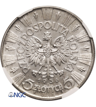 Poland. 5 Zlotych 1936, Warsaw Mint, Jozef Pilsudski - NGC MS 62