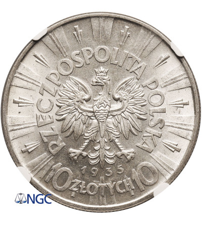 Poland. 10 Zlotych 1935, Warsaw mint, Jozef Pilsudski - NGC MS 61