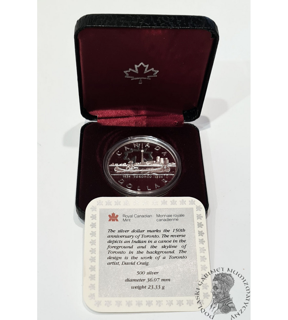 Kanada. 1 Dollar 1984 Proof, 150. rocznica Toronto