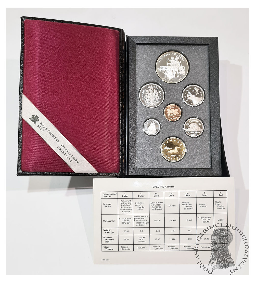 Canada. Luxury Proof Set 1990 - 7 pcs, Royal Canadian Mint