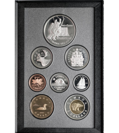 Kanada. Luksusowy Double Dollar Proof Set 1997, Szczyt hokejowy Kanada / Rosja - 8 monet